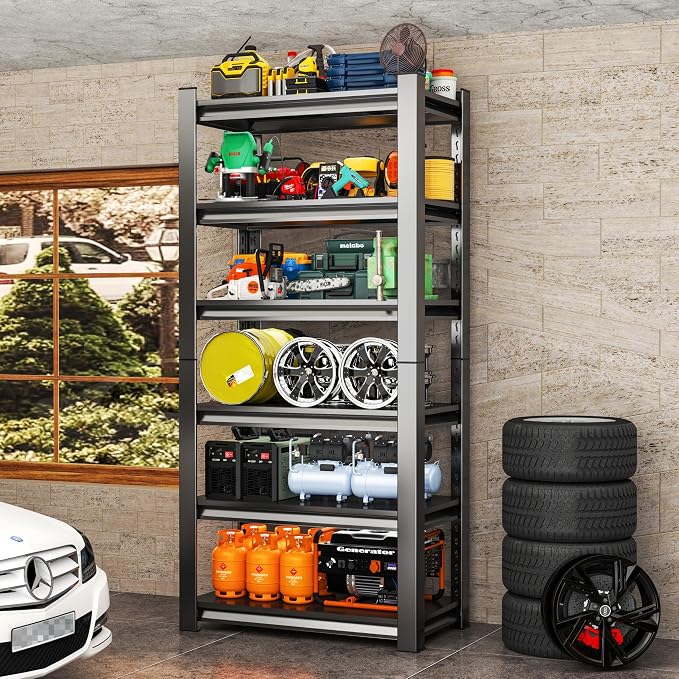 Storage Shelves, Garage Metal Shelving Unit, Adjustable, Double-Layer Column - Image 3