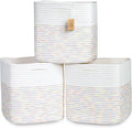 NaturalCozy 13 Inch Cube Storage Bins Cotton Rope Woven Baskets by NaturalCozy