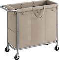 SONGMICS Laundry Basket with Wheels, 3-Section Rolling Laundry Hamper, 52.8 by SONGMICSbySONGMICSHOME
