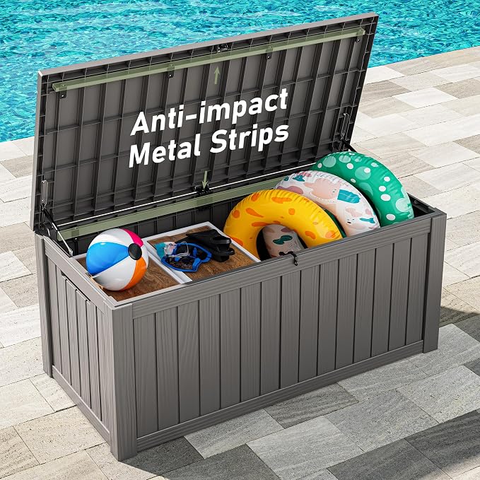 Deck Box, 120 Gallon Outdoor Storage Box Lockable Patio Waterproof - Image 5