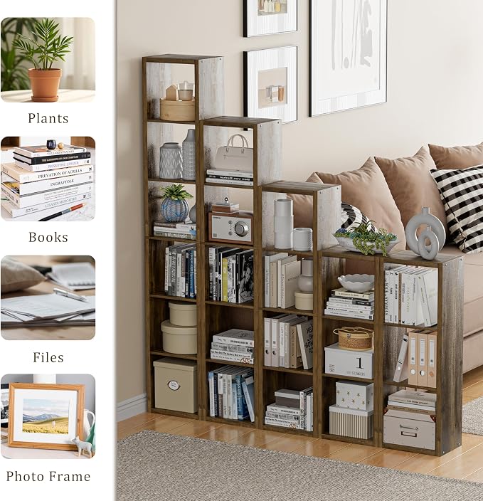 Cube Storage Organizer Bookcase, Small 4 Tier 11 inch Open Back Cubical Shelf - Image 7