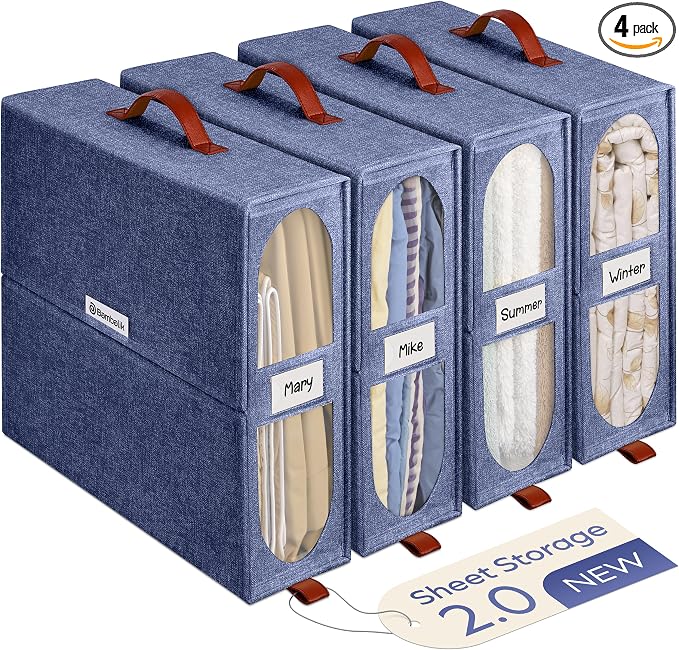 4x Bed Sheet Organizer Storage Boxes by Unknown