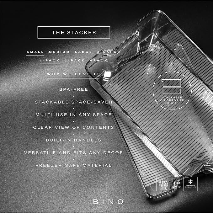 BINO | Stackable Plastic Storage Bins, Small - Image 2