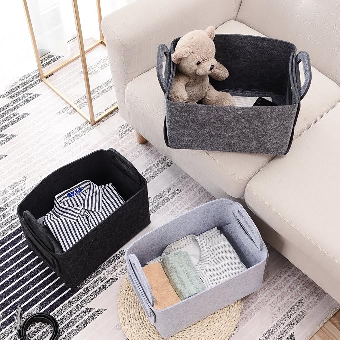 Minoisome Storage Basket Felt Storage Bin Collapsible& Convenient Box Organizer - Image 4